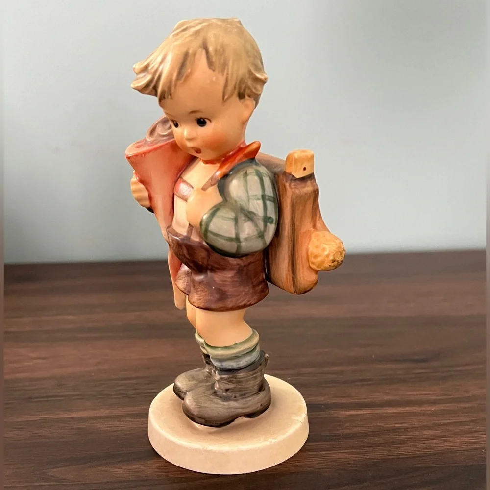 Charming Boy Figurine, little scholar with Backpack